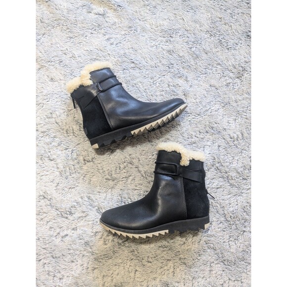 Sorel Shoes - Sorel Black Harlow Boots Leather Suede Chelsea Boot Woman Size US 6.5